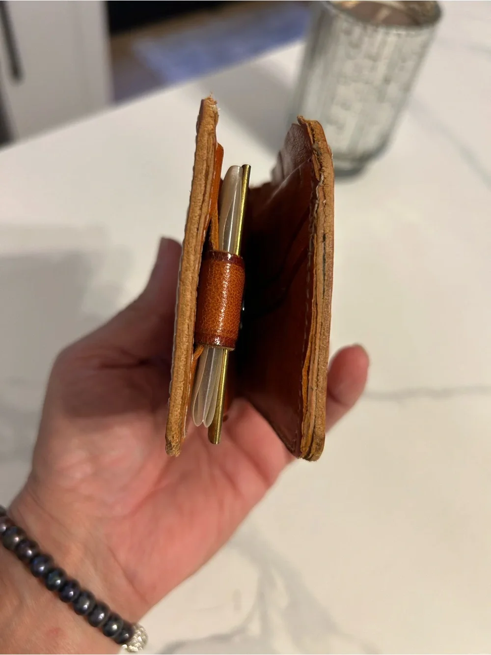 Mexican Small Leather Bifold Wallet with Embroidered Bull Motif - Kids/Adults